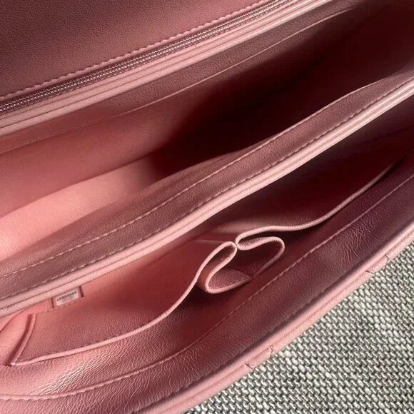 Authentic CHANEL Trendy Lambskin Quilted Small CC Dual Handle Flap Bag Pink Tote - Picture 11 of 13